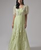 Pastel Green Organza Hand embroidered Gown